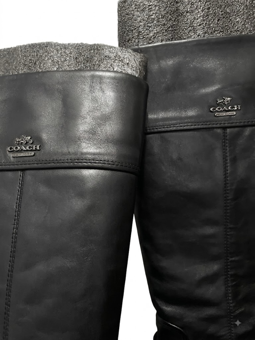 Coach Black Leather Elm Knee High Riding Boots Size 9 - Picture 3 of 5